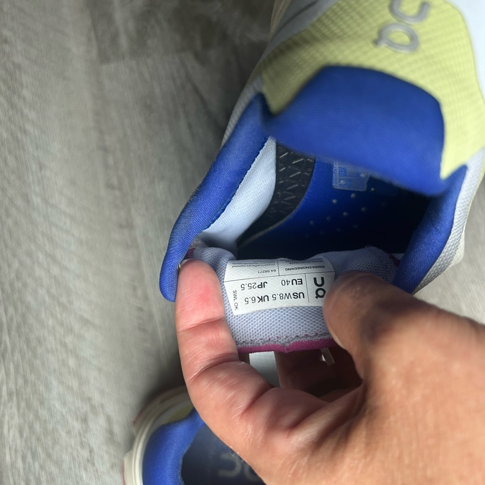 On Running Women's Athletic Shoes - White, Pink, Blue - Picture 3 of 4